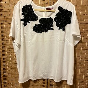 Jessica London Blouse Formal Satin & Lace Dressy Top 24 NWT